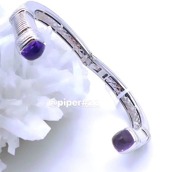 NWT Judith Ripka Cassandre Hinged Sterling Silver Cuff with Amethyst Gemstones - Picture 8 of 16
